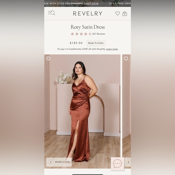 Revelry Rory Satin Bridesmaids Dress - Terracotta Rush - Picture 3 of 10